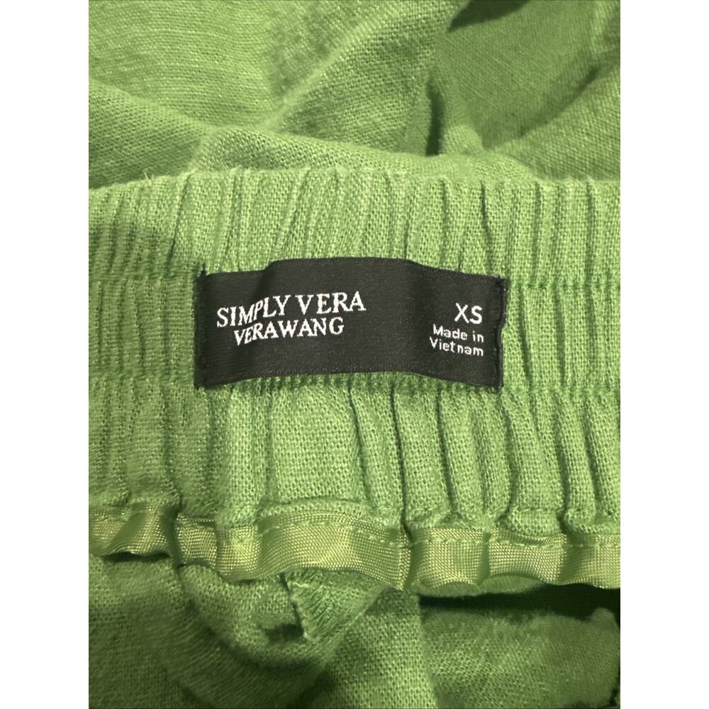 Women's Green Linen Cropped Pants Wide Leg Size XS From Simply Vera Vera Wang - Picture 7 of 8